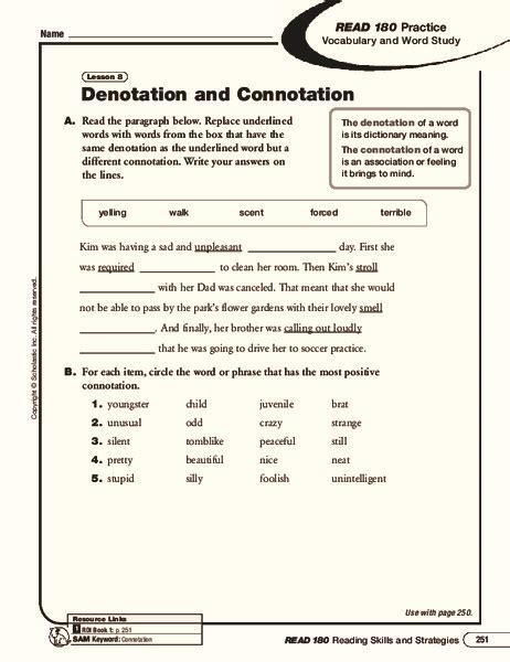 denotation and connotation worksheet grade 5 pdf